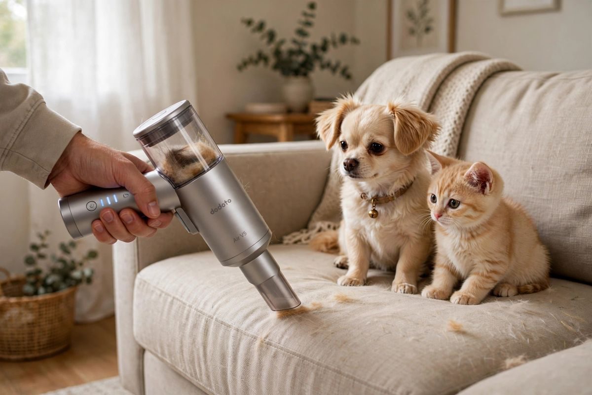 Máy hút bụi cầm tay cho thú nuôi: hút lông mèo chó