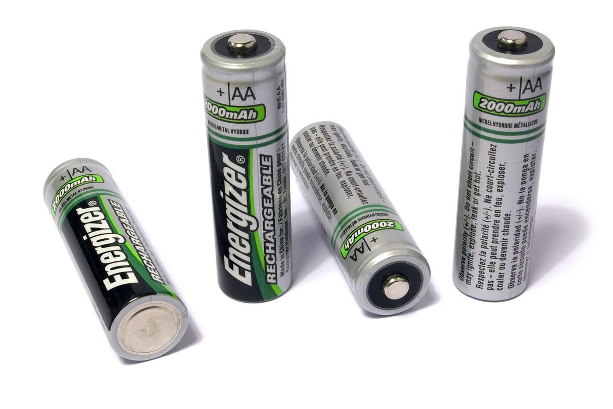 Energizer NiMH rechargeable AA batteries (four) (various positions).jpg